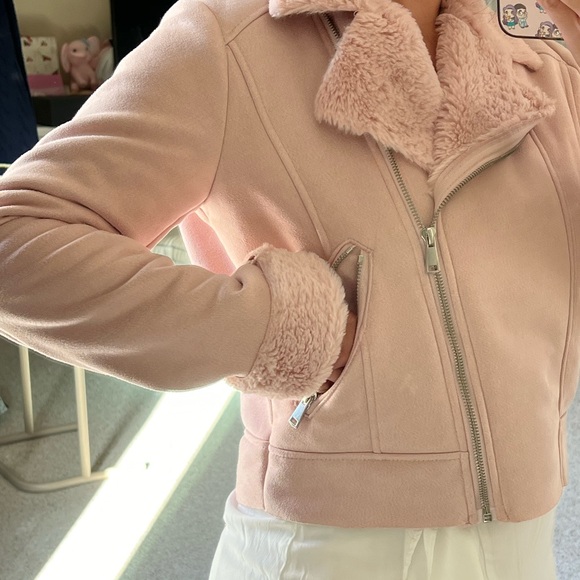 Forever 21 Pink Faux Fur Moto Jacket - Picture 3 of 10
